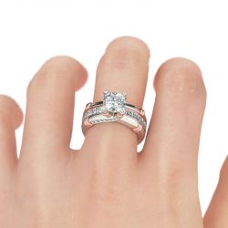 Jeulia Knot Round Cut Sterling Silver Interchangeable Ring Set