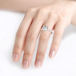 Jeulia Classic Cushion Cut Sterling Silver Ring