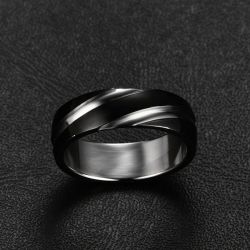 Jeulia Black Simple Titanium Steel Men's Band