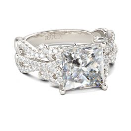 Jeulia Vintage Lace Design Princess Cut Sterling Silver Ring