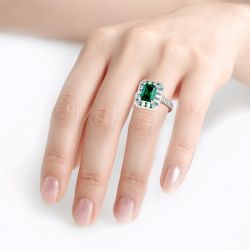 Jeulia Vintage Radiant Cut Sterling Silver Ring