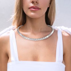Jeulia Gorgeous Sterling Silver Tennis Necklace