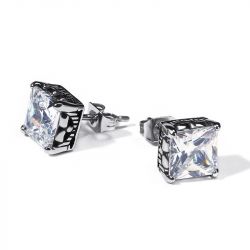 Jeulia Punk Hip-Hop Men's Titanium Steel Stud Earrings