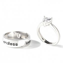 Jeulia Couple Sterling Silver Band Set