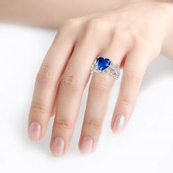 Jeulia Coral Shank Heart Cut Sterling Silver Ring