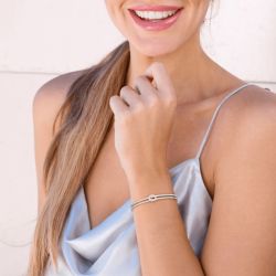 Jeulia Knot Design Sterling Silver Bangle Bracelet