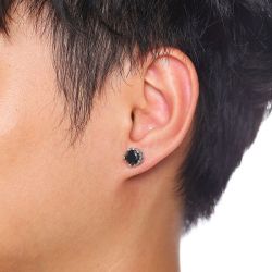Jeulia Punk Style Vintage Stainless Steel Men's Earrings
