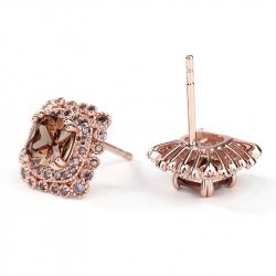 Jeulia Milgrain Design Halo Cushion Cut Sterling Silver Earrings