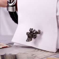 Jeulia Funny Deer Head Design Copper Men's Cufflinks