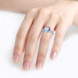 Jeulia Double Halo Heart Cut Sterling Silver Ring