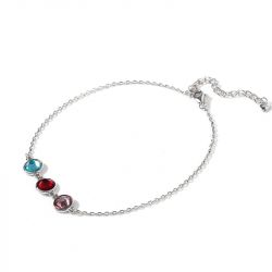 Jeulia Simple Design Candy-hued Stones Sterling Silver Personalized Anklet