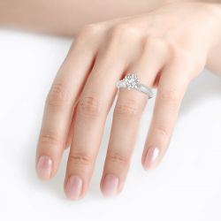 Jeulia Nature Inspired Round Cut Sterling Silver Ring