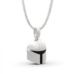 Jeulia T-visored Mask Design Sterling Silver Men's Necklace