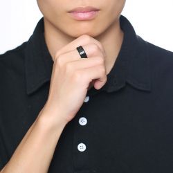 Jeulia Solitaire Black Stainless Steel Men's Band