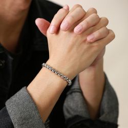 Jeulia Pearl Chain Stainless Steel Men's Bracelet