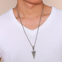Jeulia Arrow Symbol Stainless Steel Men's Necklace