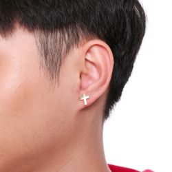 Jeulia Cross Men's Stainless Steel Stud Earrings