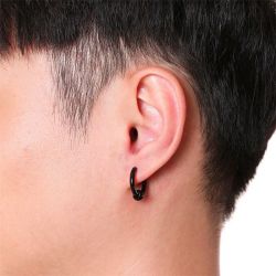 Jeulia Simple Men's Stainless Steel Hoop Earrings