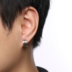 Jeulia Cross Men's Stainless Steel Hoop Earrings
