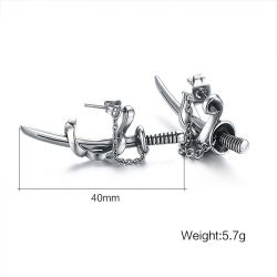 Jeulia Punk Style Sword Men's Titanium Steel Chain Earrings