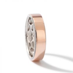 Jeulia Two Tone Floral and Leaf Carved Unique Sterling Silver Men's Band