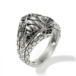 Jeulia Sharp-toothed Symbiote Superhero Inspired Sterling Silver Men's Band