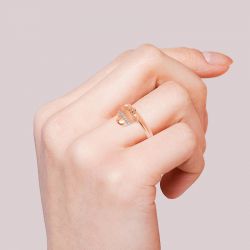 Jeulia Cartoon Mouse Rose Gold Tone Sterling Silver Dangle Ring