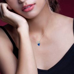 Jeulia Bowknot Love Heart Sterling Silver Necklace