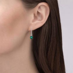 Jeulia Classic Emerald Princess Cut Sterling Silver Earrings