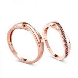 Jeulia Stylish Crossover Sterling Silver Couple Rings