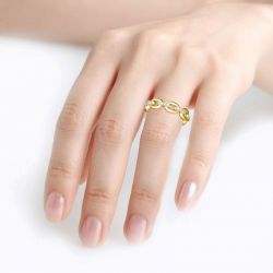Jeulia Chain Link Round Cut Sterling Silver Women's Band
