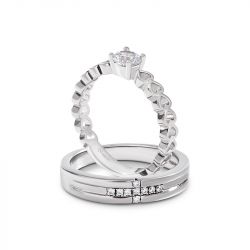 Jeulia Exquisite Round Cut Sterling Silver Couple Rings