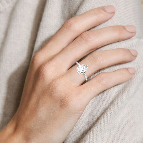 Jeulia Moissanite Halo Pear Cut Ring