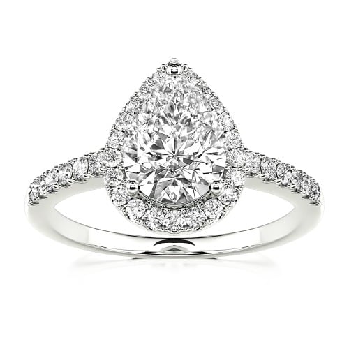 Jeulia Moissanite Halo Pear Cut Ring