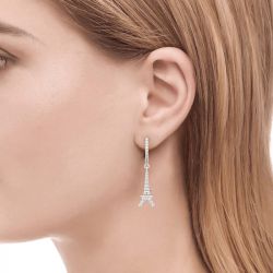 Jeulia Eiffel Tower Sterling Silver Drop Earrings