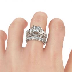 Jeulia Princess Cut Sterling Silver Skull Ring