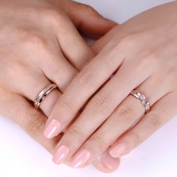 Jeulia Two Tone Bowknot Round Cut Sterling Silver Band Set