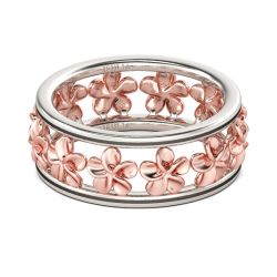 Jeulia Two Tone Flower Sterling Silver Women's Band
