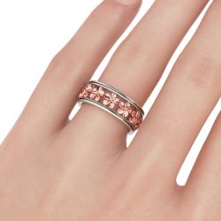 Jeulia Two Tone Flower Sterling Silver Women's Band