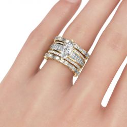 Jeulia Vintage Marquise Cut Sterling Silver Ring Set