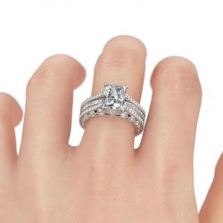 Jeulia Interchangeable Radiant Cut Sterling Silver Ring Set