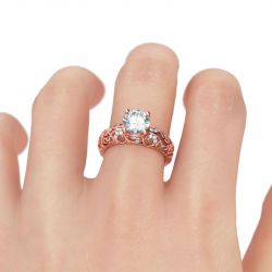 Jeulia Vines Round Cut Sterling Silver Ring