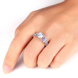 Jeulia Butterfly Round Cut Sterling Silver  Ring
