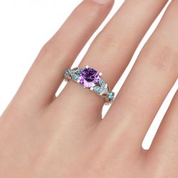 Jeulia Butterfly Round Cut Sterling Silver Ring