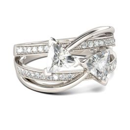 Jeulia Two Stone Trillion Cut Sterling Silver Ring