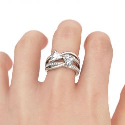 Jeulia Two Stone Trillion Cut Sterling Silver Ring
