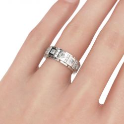 Jeulia Princess Cut Sterling Silver Men's Band