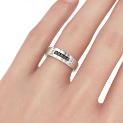 Jeulia Simple Princess Cut Sterling Silver Men's Band