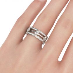 Jeulia Split Shank Sterling Silver Men's Band