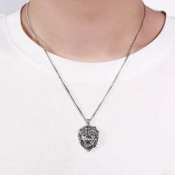 Jeulia Lion Sterling Silver Men's Necklace
